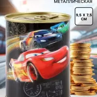 Копилка металлическая, 9.5 см&times;7.5 см&times;7.5 см &laquo;Молния Маккуин&raquo;, Тачки