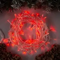 Гирлянда &laquo;Нить&raquo; 10 м, IP20, прозрачная нить, 100 LED, 8 режимов, 220 В, свечение красное