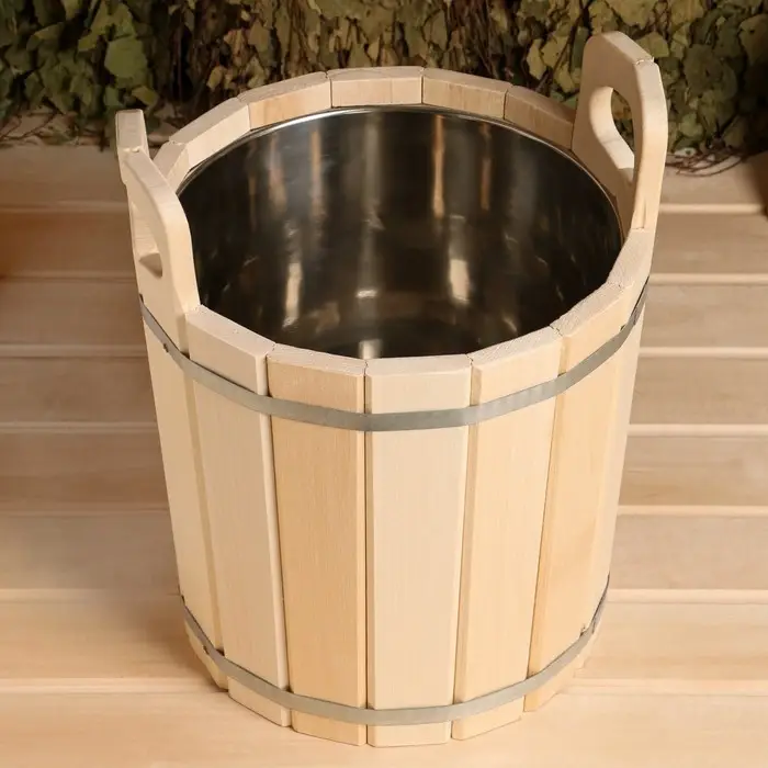 Запарник - ведро для бани и сауны, 16 л, липа, нержавеющая вставка