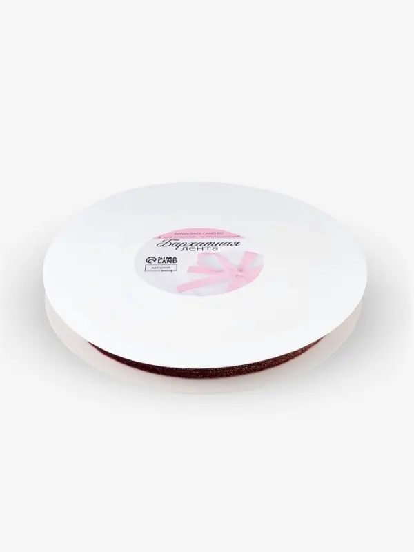 Лента бархатная, с золотым люрексом, 15 мм, 18&plusmn;1 м, бордовая №46