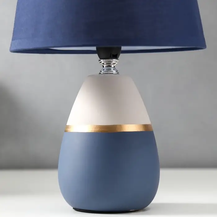 Настольная лампа с абажуром RISALUX 16199/1, E14, 40 Вт, сине-серый, 17&times;17&times;28 см