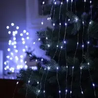 Гирлянда &laquo;Конский хвост&raquo; 10 нитей по 1 м, IP20, серебристая нить, 100 LED, 2 режима, от батареек АА&times;3, свечение белое