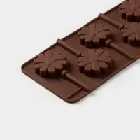 Форма для леденцов Доляна &laquo;Ромашка&raquo;, силикон, 9.5&times;24&times;1 см, 6 ячеек (d=3.8 см), с палочками, МИКС