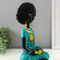 Сувенир полистоун "Африканка в бирюзовом наряде" чёрный 14,5х10х26,5 см Сувенир полистоун "Африканка в бирюзовом наряде" чёрный 14,5х10х26,5 см