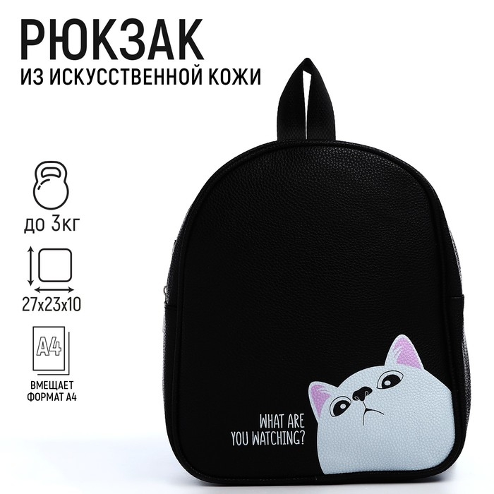 Рюкзак из искусственной кожи «What are you watching?» 27х23*10 см Рюкзак из искусственной кожи «What are you watching?» 27х23*10 см