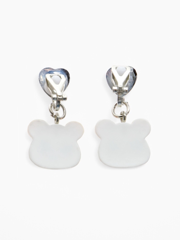 Серьги-клипсы детские  Серьги-клипсы детские "Выбражулька" панда с сердцем кристалл, цветные