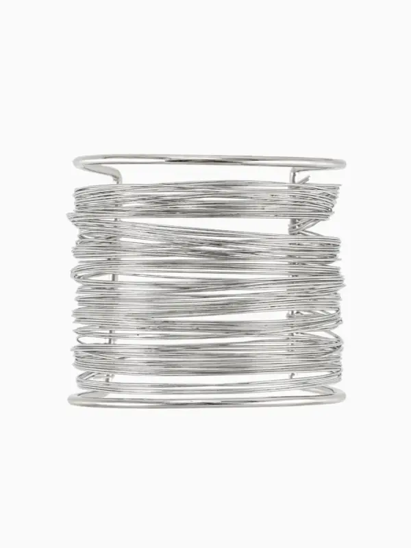 Браслет манжета &laquo;Нити&raquo;, d=6 см, металл, цвет серебро