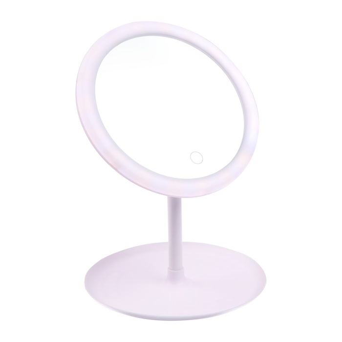 Зеркало KZ-09, подсветка, настольное, АКБ, 2500 мАч, 3 режима, поворот 90°, белое Зеркало KZ-09, подсветка, настольное, АКБ, 2500 мАч, 3 режима, поворот 90°, белое
