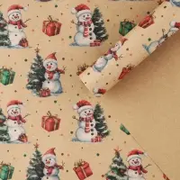Бумага упаковочная крафтовая «Снеговички», 50×70 см Бумага упаковочная крафтовая «Снеговички», 50×70 см