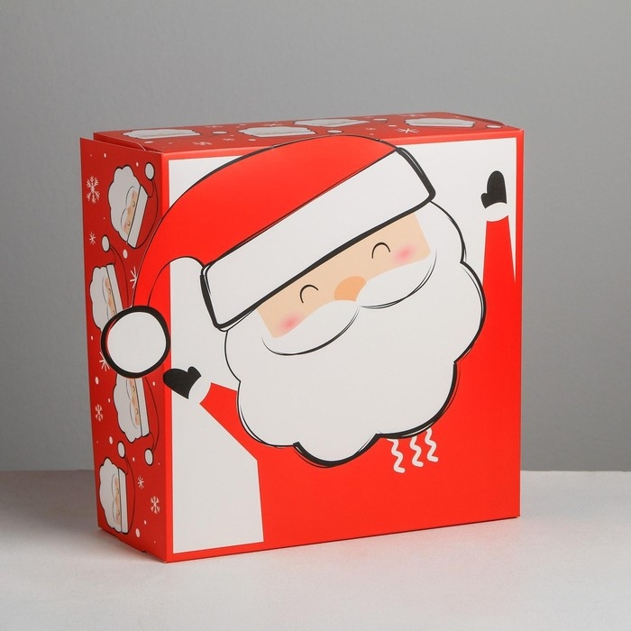 Коробка подарочная новогодняя складная «Дед Мороз», 25 х 25 х 10 см, Новый год Коробка подарочная новогодняя складная «Дед Мороз», 25 х 25 х 10 см, Новый год