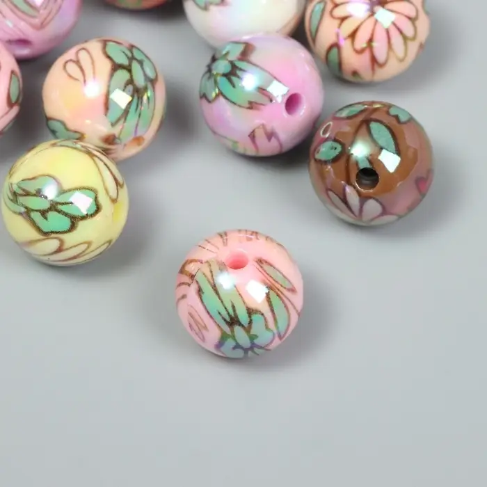 Бусины для творчества акрил Бусины для творчества акрил "Цветочки" МИКС 1,6х1,6х1,6 см