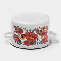 Кастрюля эмалированная &laquo;Маки Мечта&raquo;, 2.9 л, d=20 см, с крышкой, белая