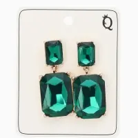 Серьги со стразами &laquo;Клео&raquo;, классика, цвет изумрудный в золоте