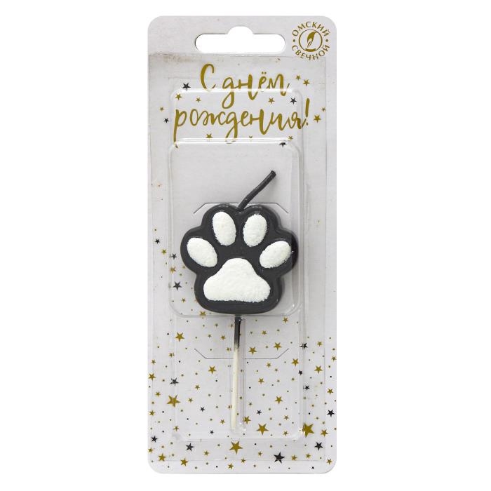 Свеча в торт на шпажке  Свеча в торт на шпажке "Лапка - сквиш", черно-белая