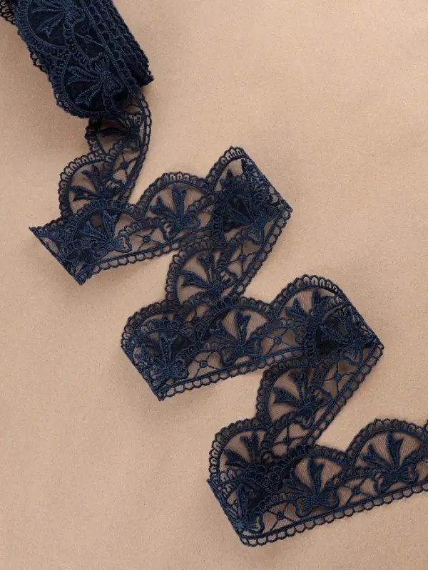 Кружево на сетке, 55 мм, 11&plusmn;1 м, тёмно-синее