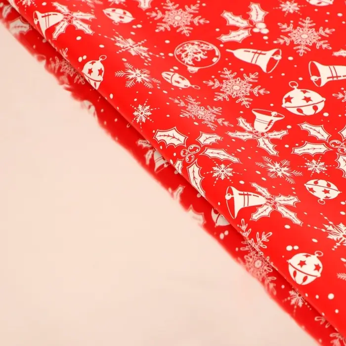 Пленка упаковочная для подарков, металлизированная, 35мкм "Колокольчики“, 50х70см