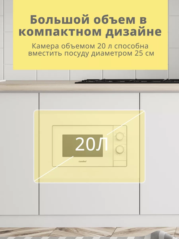 Встраиваемая микроволновая печь CBM2000W, 20 л, 5 мощностей Встраиваемая микроволновая печь CBM2000W, 20 л, 5 мощностей
