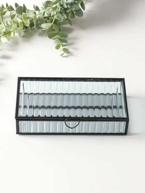 Шкатулка стекло с металлическим каркасом "Линии" прозрачная 10х20х4,3 см