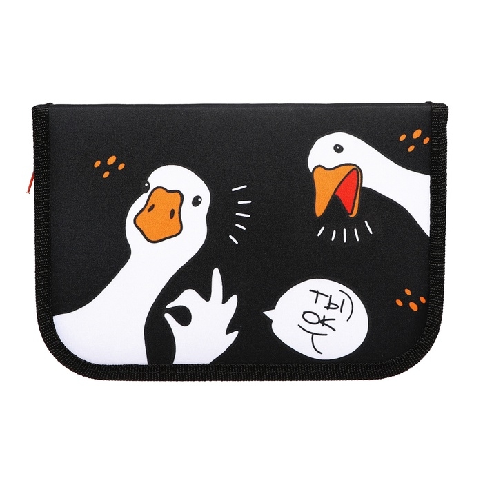 Пенал 3 секции, вкладка внутри, 140 х 210 х 40 мм, тканевый, Calligrata TOP Block Пенал 3 секции, вкладка внутри, 140 х 210 х 40 мм, тканевый, Calligrata TOP Block "Гуси"