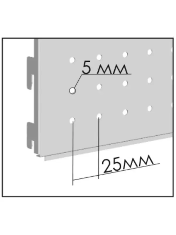 Панель для стеллажа, 35&times;101 см, перфорированная, шаг 2.5 см, белая