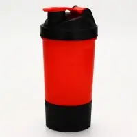 Шейкер спортивный для коктейлей и протеина, с чашей, красно-чёрный, 500 мл