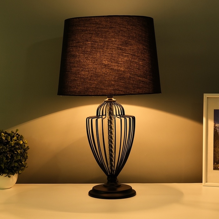 Настольная лампа с абажуром RISALUX «Джанго», Е27, 40 Вт, чёрный, 33×33×58 см Настольная лампа с абажуром RISALUX «Джанго», Е27, 40 Вт, чёрный, 33×33×58 см