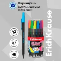 Карандаш механический с ластиком ErichKrause «XS Clip Accent», 0.7 мм, НВ, в коробке, МИКС