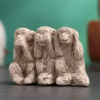 Фигурка гипс &laquo;Три обезьяны&raquo;, слоновая кость, 3&times;5&times;2 см
