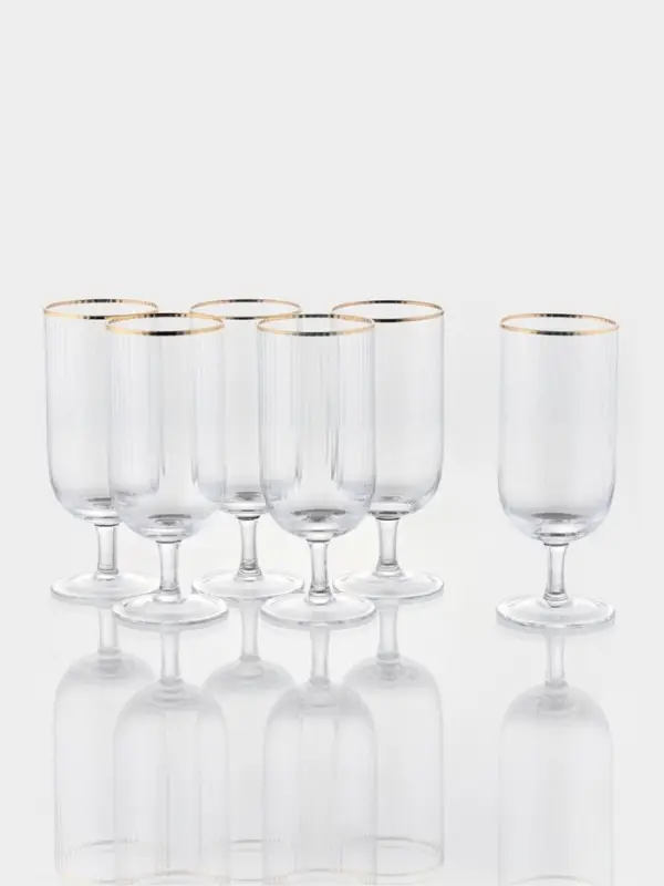 Набор бокалов для пива Magistro &laquo;Руно&raquo;, 390 мл, 6 шт., 17.5&times;7 см, на ножке, стекло, с золотой отводкой, прозрачный