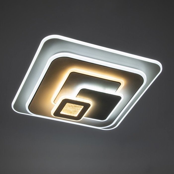 Люстра с ПДУ Люстра с ПДУ "Квадраты" LED 160Вт чёрный-белый-голубой 49х49х10 см