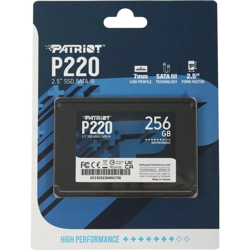 SSD накопитель Patriot P220 256Gb, 2.5, SATA(P220S256G25)