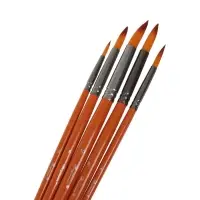 Набор кистей для рисования, синтетика, 5 штук: № 2, 4, 6, 8, 10, круглые, деревянная ручка, международный размер