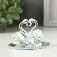 Фигурка стекло &laquo;Лебеди с бриллиантом&raquo;, прозрачная голография, 6.5&times;6&times;5 см