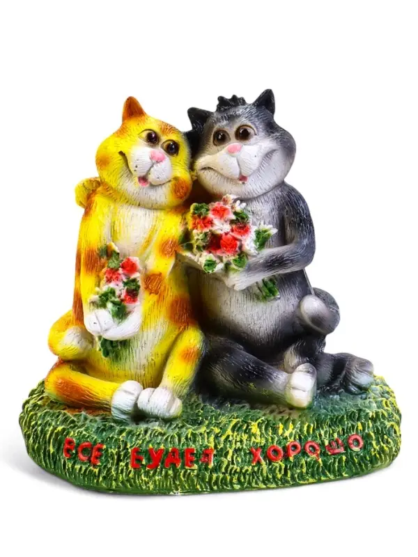 Садовая фигура из полистоуна &laquo;Кошки влюблённые. Всё будет хорошо&raquo;, 23&times;15&times;23 см