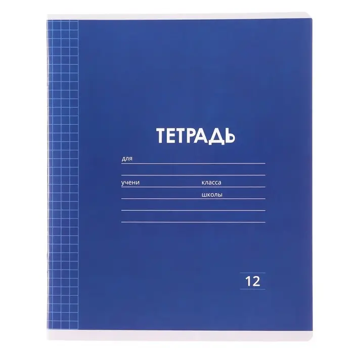 Тетрадь 12 листов в клетку Calligrata "Однотонная Классика Линовка. Эконом", обложка мелованная бумага, ВД-лак, блок №2 (серые листы), МИКС
