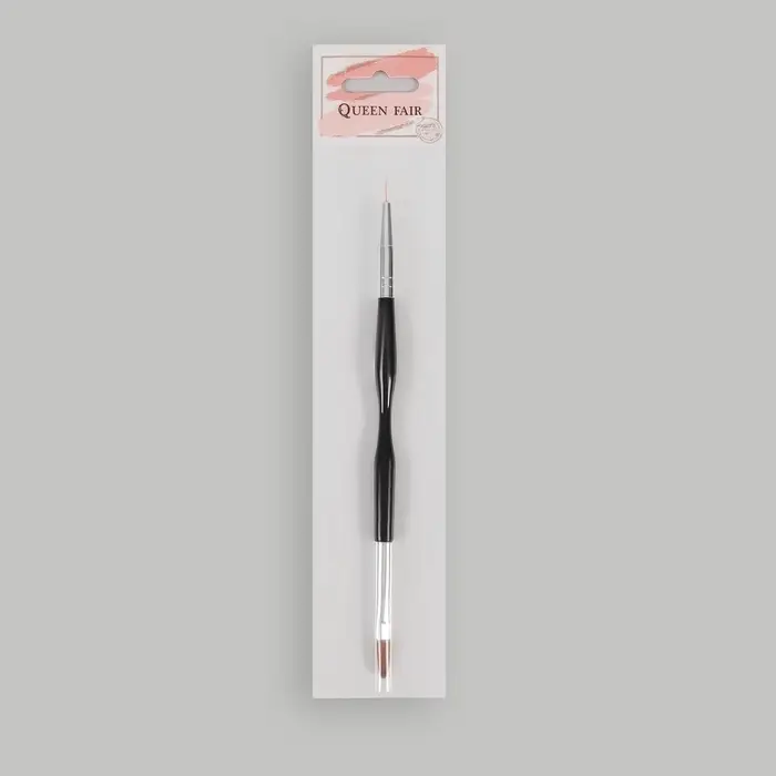 Кисть для наращивания и дизайна ногтей, двусторонняя, лепесток/точечная, 18.5 см, чёрная