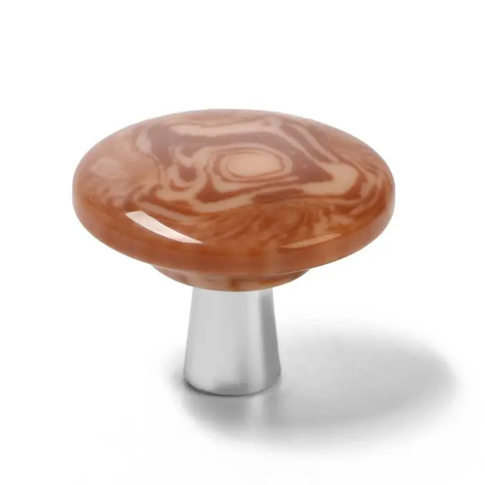 Ручка-кнопка CAPPIO PK106, d=32 мм, пластик, цвет хром/дерево, 8 шт.