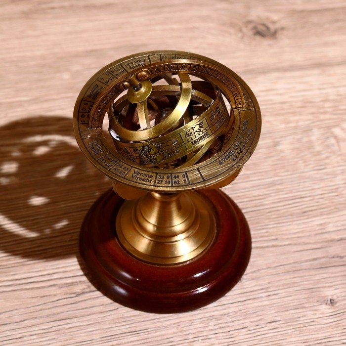 Сувенир  Сувенир "Армиллярная сфера" 13 см, латунь, дерево