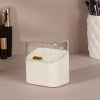 Органайзер для ватных палочек, с крышкой, 8.5&times;8&times;6.5 см, белый, прозрачный