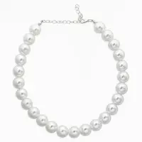 Чокеры из бусин &laquo;Сияние жемчуга&raquo;, 3 шт. бусины №14.10, 8, L=43 см, белый в серебре