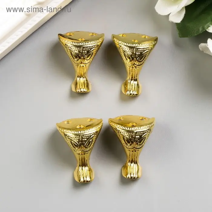 Уголок (ножка) для шкатулки металл &laquo;Царская&raquo;, набор 4 шт., под золото, 2.5&times;2.2 см