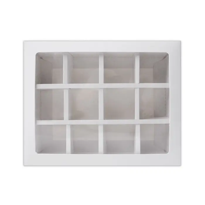 Коробка для 12 конфет, белая, 19&times;15&times;3.5 см