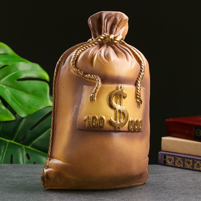 Копилка  Копилка "Мешок сто тысяч" коричневый, 14х20х32см