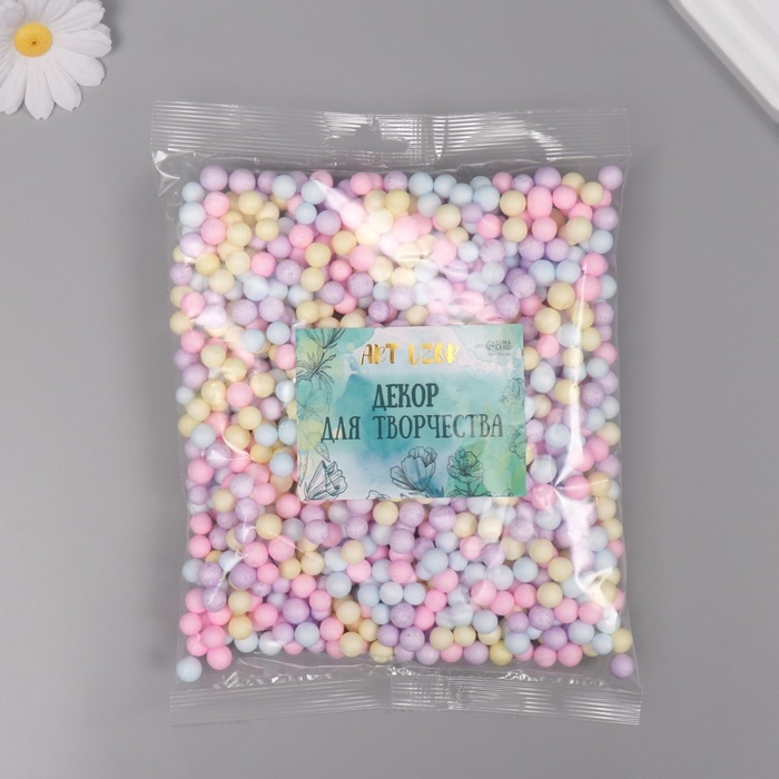 Декор для творчества пенопласт Декор для творчества пенопласт "Ассорти шариков" пастельный набор 10 гр