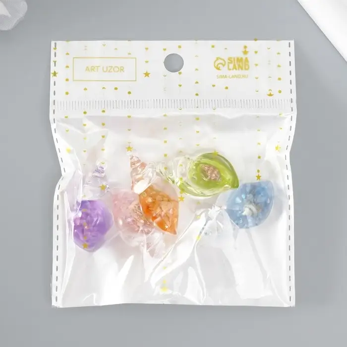 Подвеска для творчества акрил "Морская ракушка" светится в темноте МИКС 1,8х3,7х1,3 см