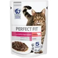 Влажный корм Perfect Fit для кошек, говядина, пауч,  75 г