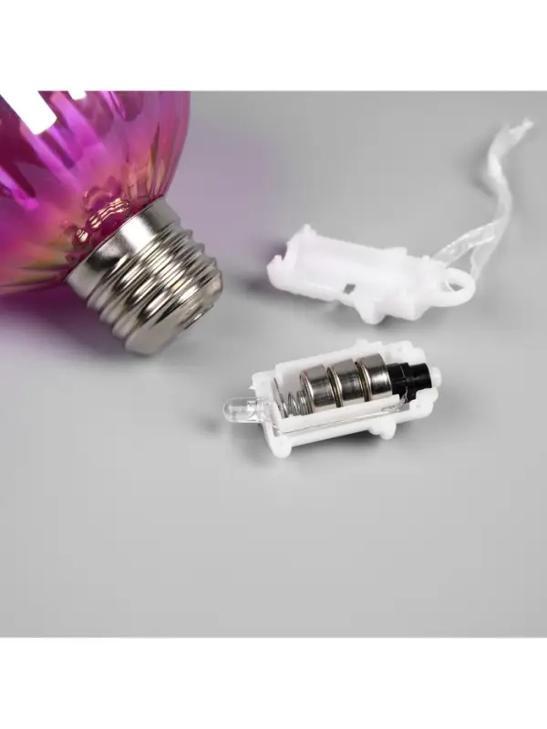 Набор ёлочных шаров &laquo;Розовые грани&raquo;, 3 шт., d=7 см, 3 LED, от батареек AG13&times;9, свечение тёплое белое