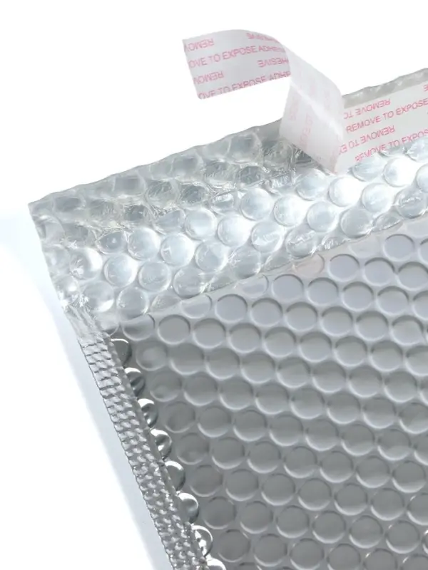 Пакет воздушно-пузырчатый, с клапаном и клеевым слоем, 25&times;30+4 см, п/э, 3 слоя, металлизированный