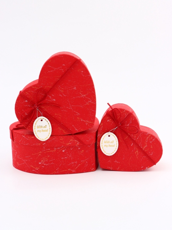 Набор коробок 3 в 1 сердца 22 х 20 х 9;  18.5 х 17 х 7.5; 1 6 х 14 х 6 см