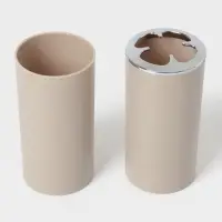 Набор аксессуаров для ванной комнаты SAVANNA &laquo;Сильва&raquo;, 6 предметов (дозатор, мыльница, 2 стакана, ёршик, ведро), цвет серый